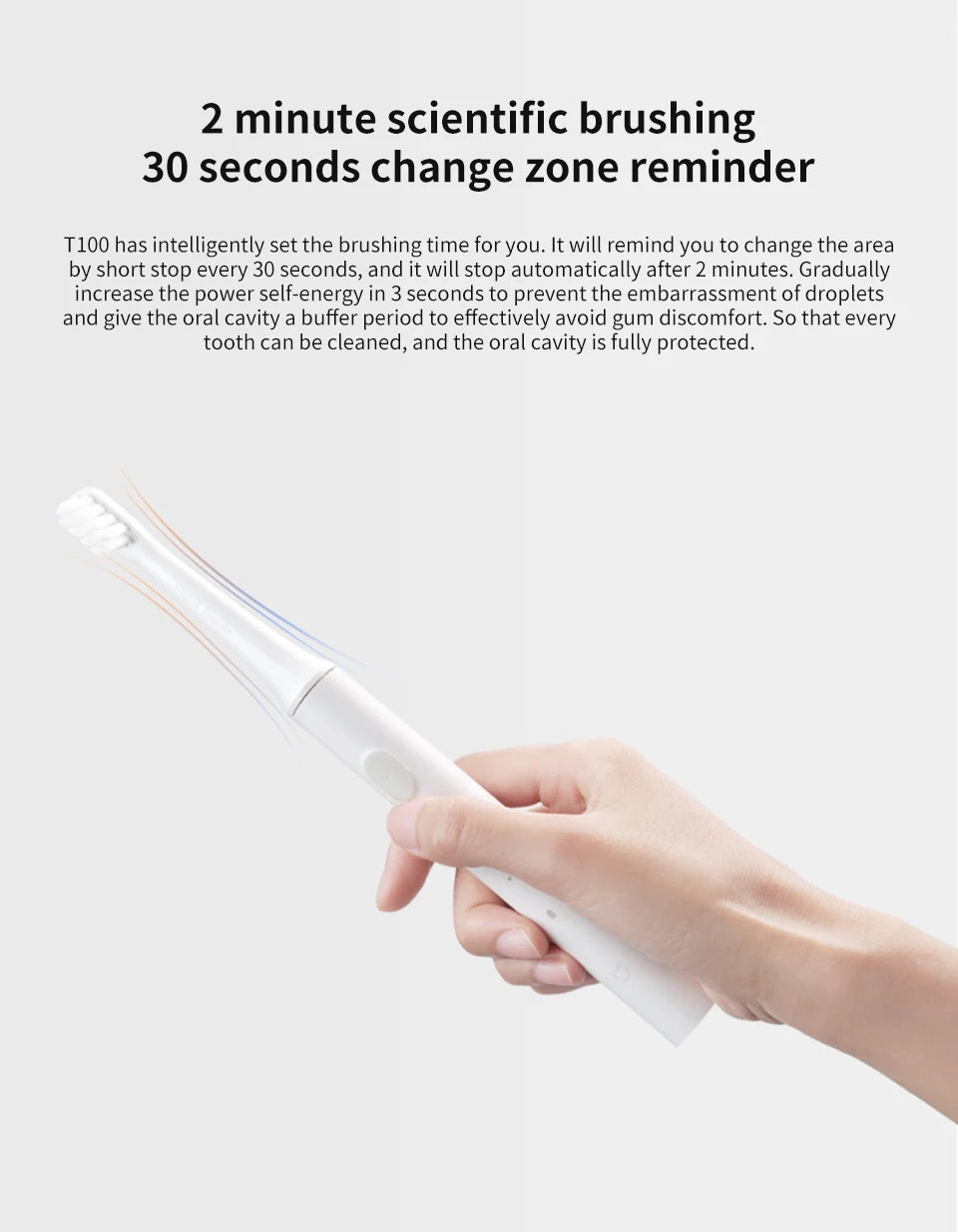 Xiaomi Mijia T100 Sonic Electric Toothbrush – USB Rechargeable & Waterproof