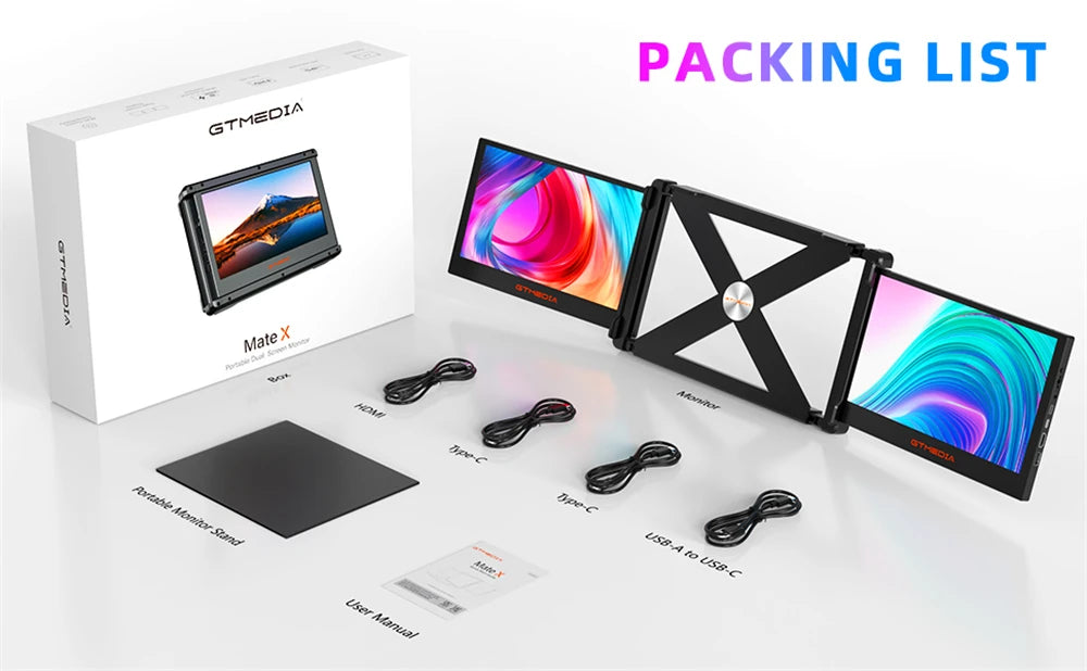 GTMEDIA 11.6'' FHD Portable Monitor – Dual/Triple Screen Extender for 13''–17.3'' Laptops