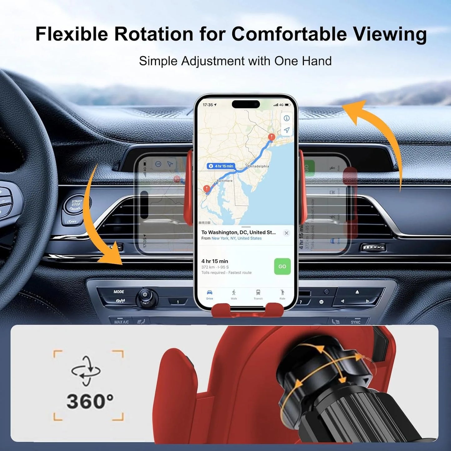 Wireless Car Charger & Phone Holder – Fast, Automatic Clamping with Smart Sensor