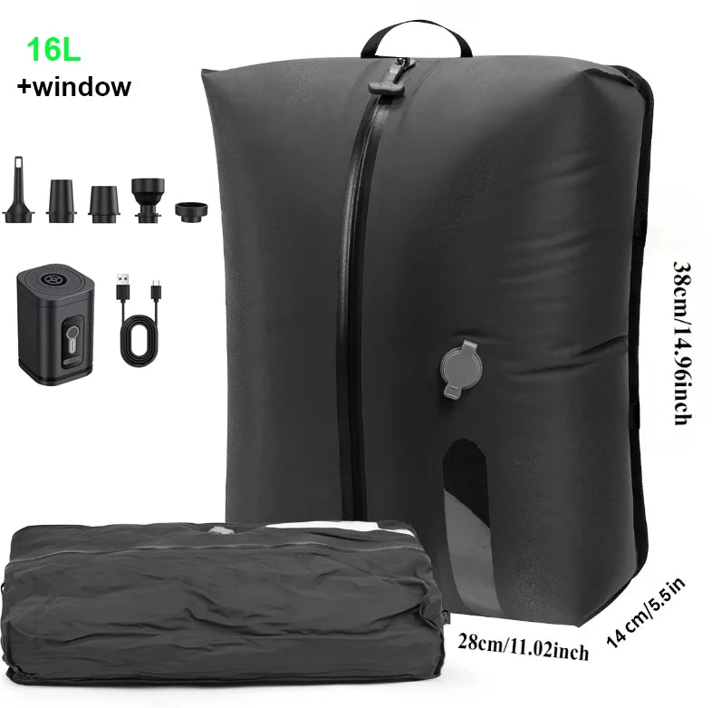 17L–34L Reusable Travel Vacuum Compression Bag with Air Pump