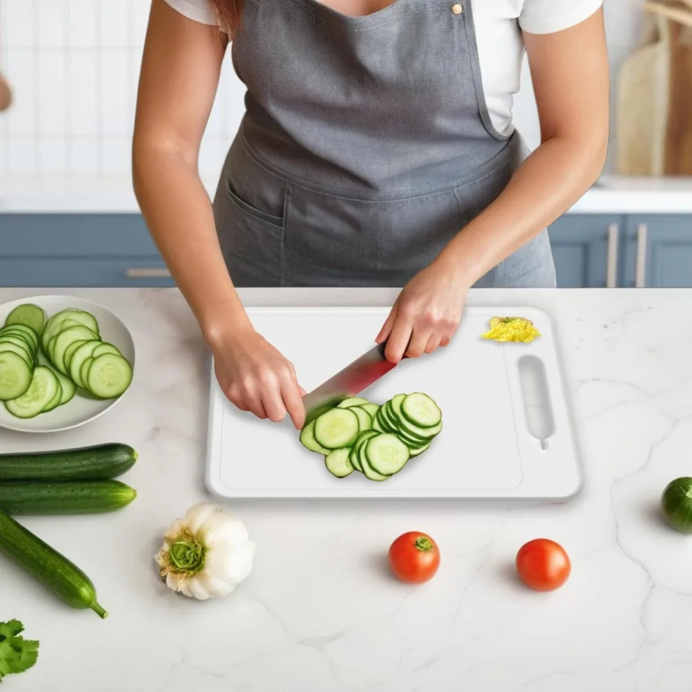 4-in-1 Defrosting Tray with Cutting Board, Knife Sharpener & Garlic Grater
