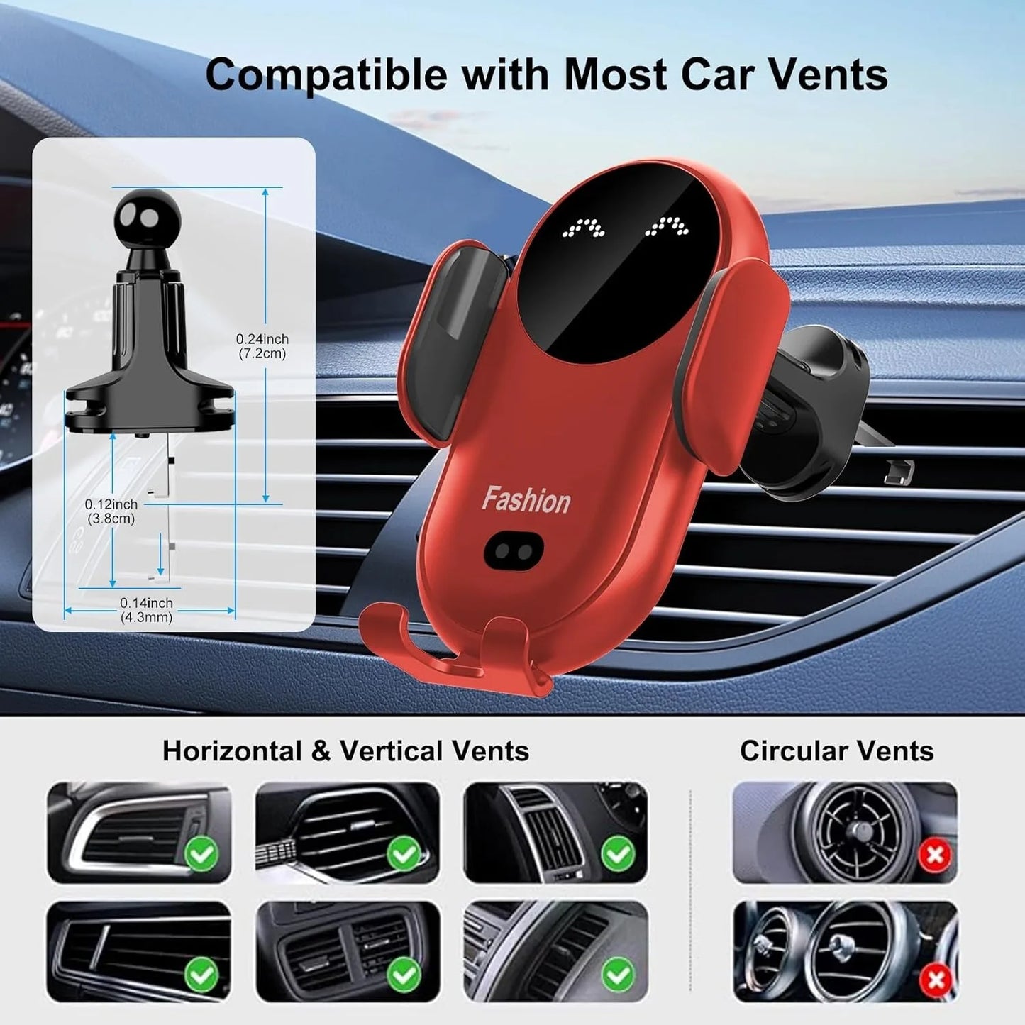 Wireless Car Charger & Phone Holder – Fast, Automatic Clamping with Smart Sensor