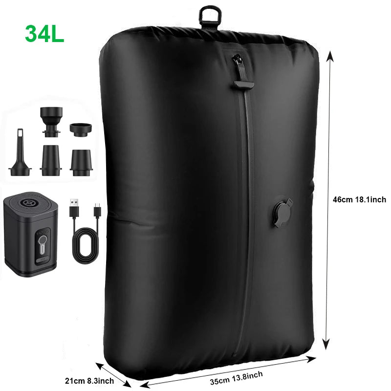 17L–34L Reusable Travel Vacuum Compression Bag with Air Pump
