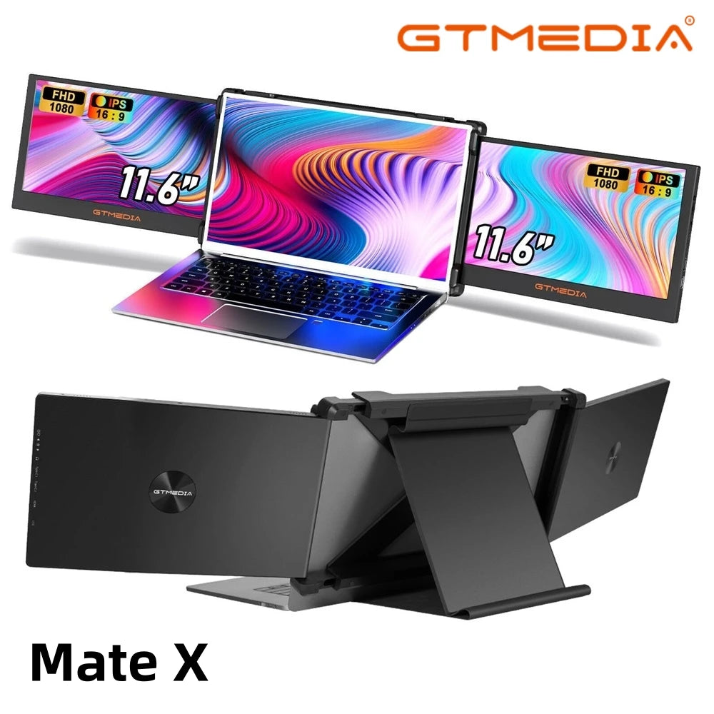 GTMEDIA 11.6'' FHD Portable Monitor – Dual/Triple Screen Extender for 13''–17.3'' Laptops