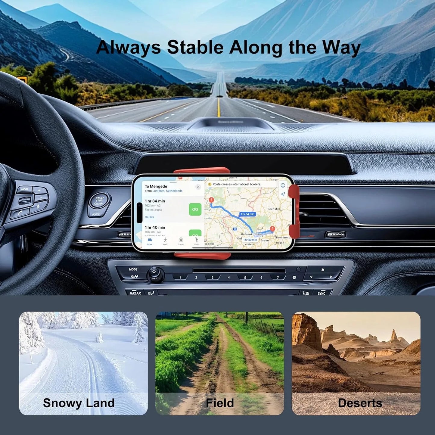 Wireless Car Charger & Phone Holder – Fast, Automatic Clamping with Smart Sensor