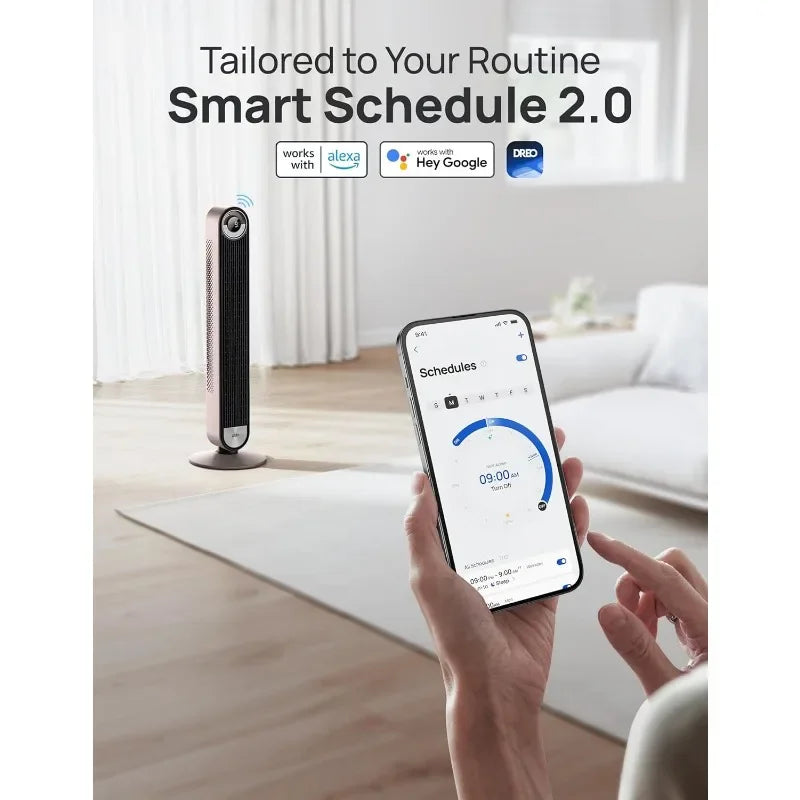 Smart Tower Fan – 90° Oscillating, Voice Control, 12H Timer, Quiet & Space-Saving Design