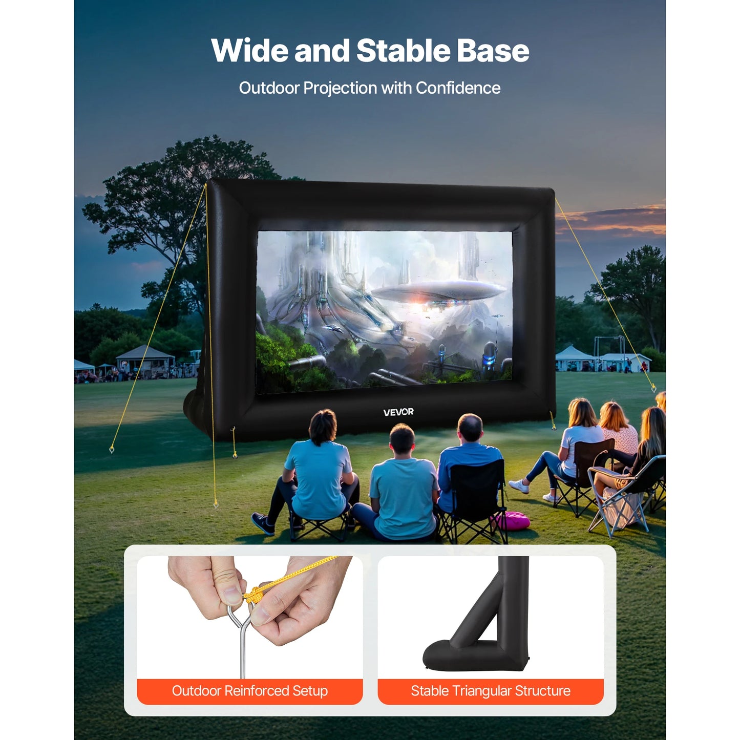 VEVOR Inflatable Projector Screen with Air Blower – 14–20 FT Outdoor Movie Screen