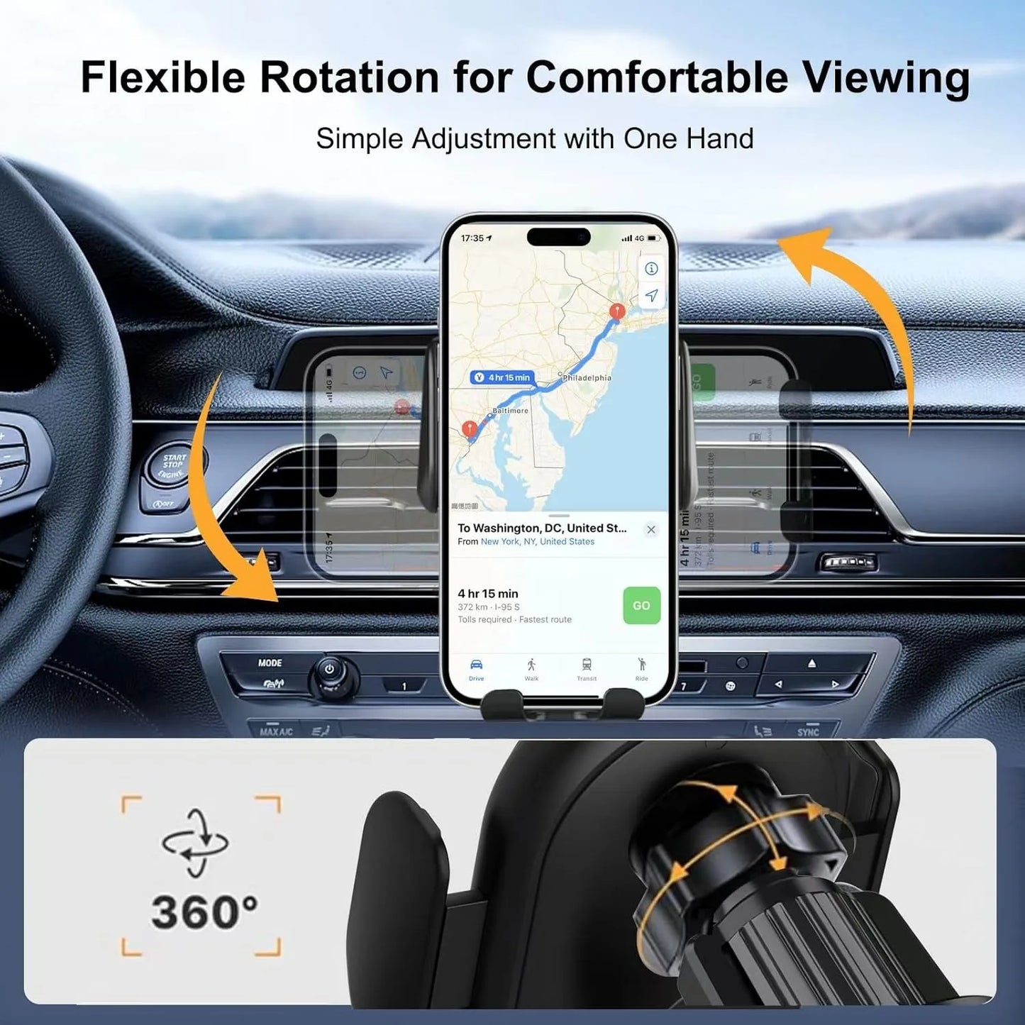 Wireless Car Charger & Phone Holder – Fast, Automatic Clamping with Smart Sensor