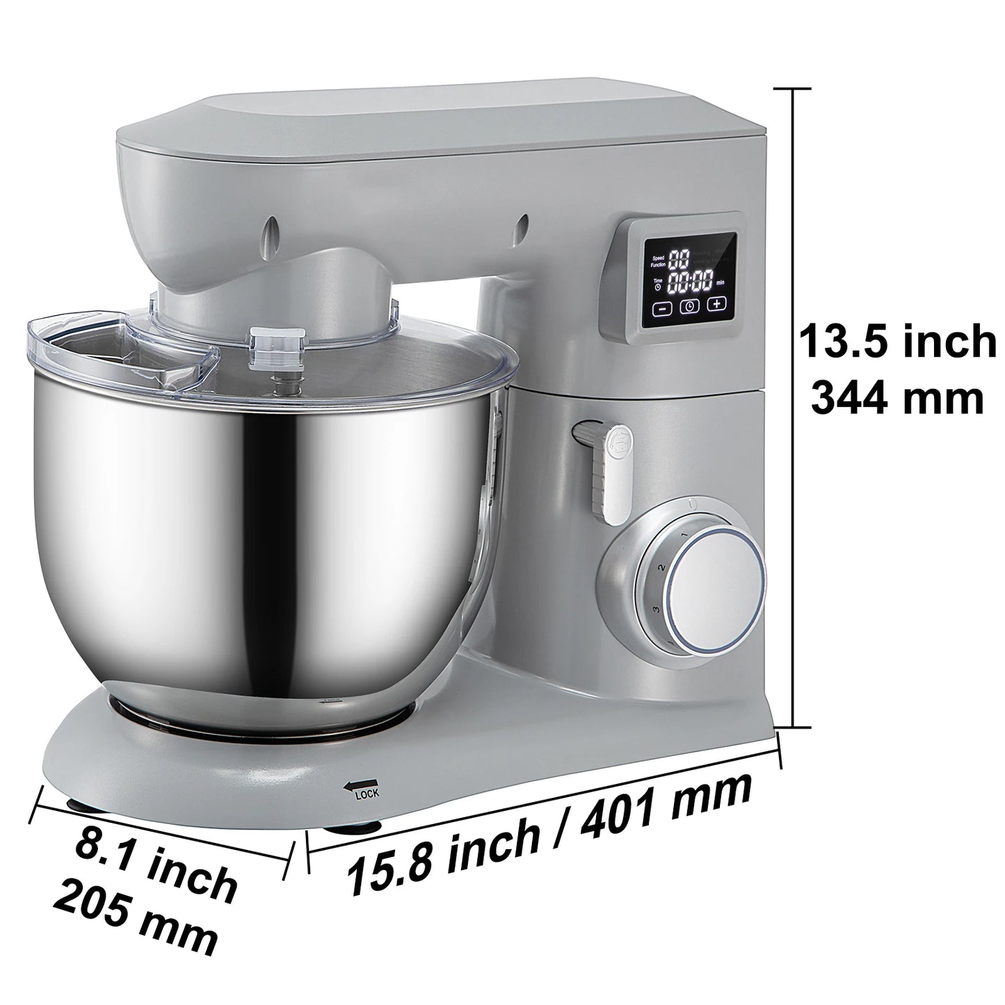 VEVOR 5-in-1 Tilt-Head Stand Mixer, 7.4 Qt, LCD, 6 Speeds, Dough Hook