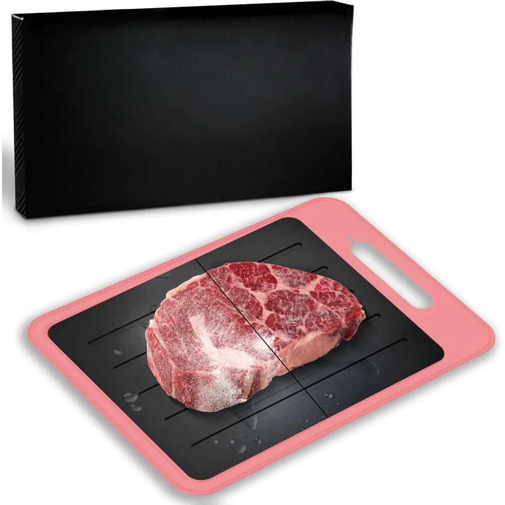 4-in-1 Defrosting Tray with Cutting Board, Knife Sharpener & Garlic Grater