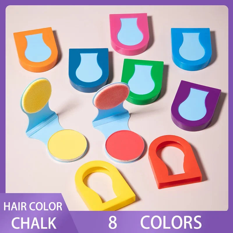 8-Color Washable Temporary Hair Chalk for Kids & Adults