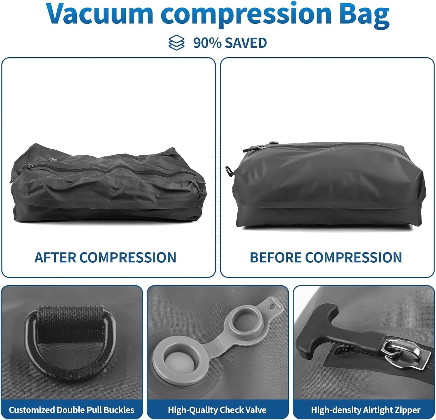 17L–34L Reusable Travel Vacuum Compression Bag with Air Pump