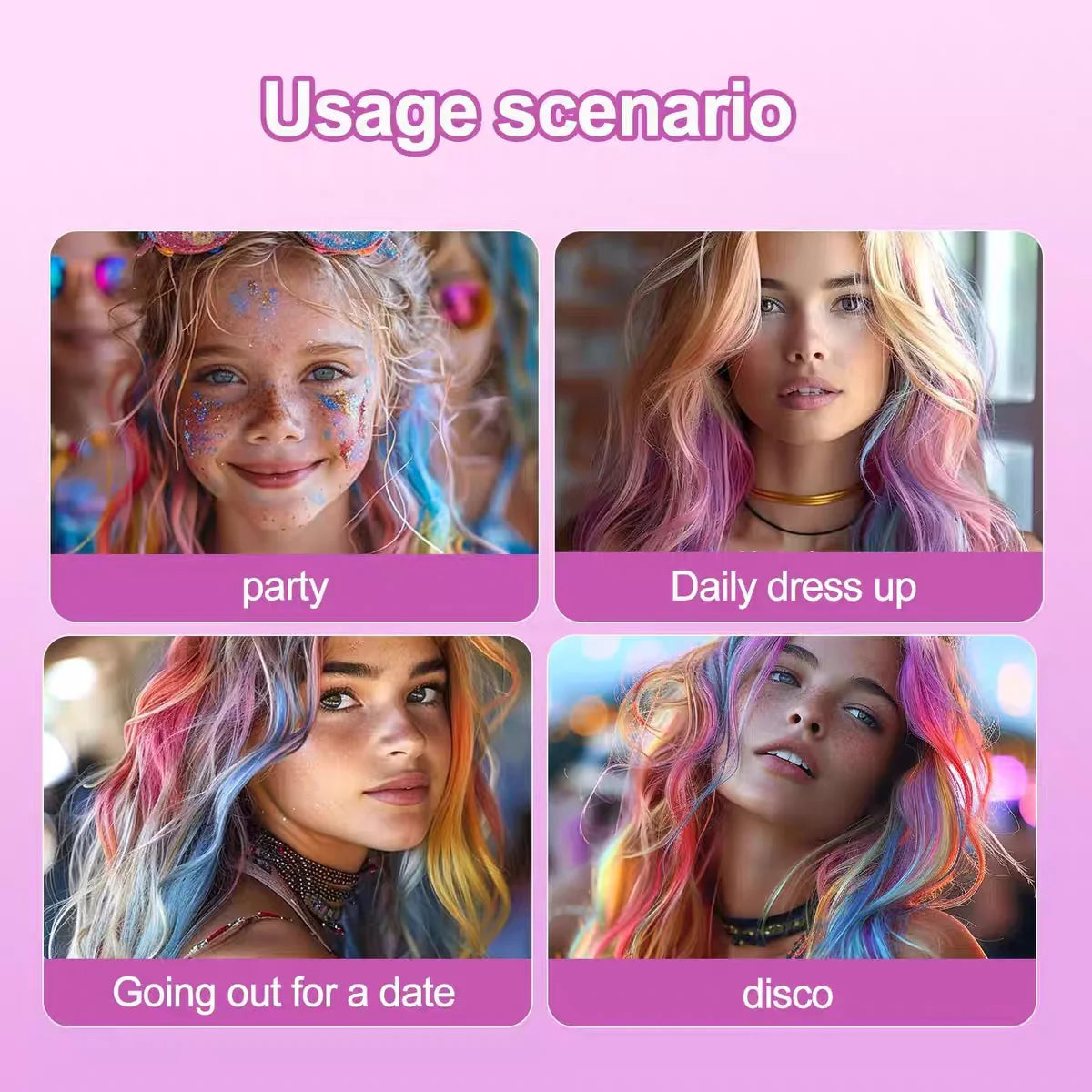 8-Color Washable Temporary Hair Chalk for Kids & Adults