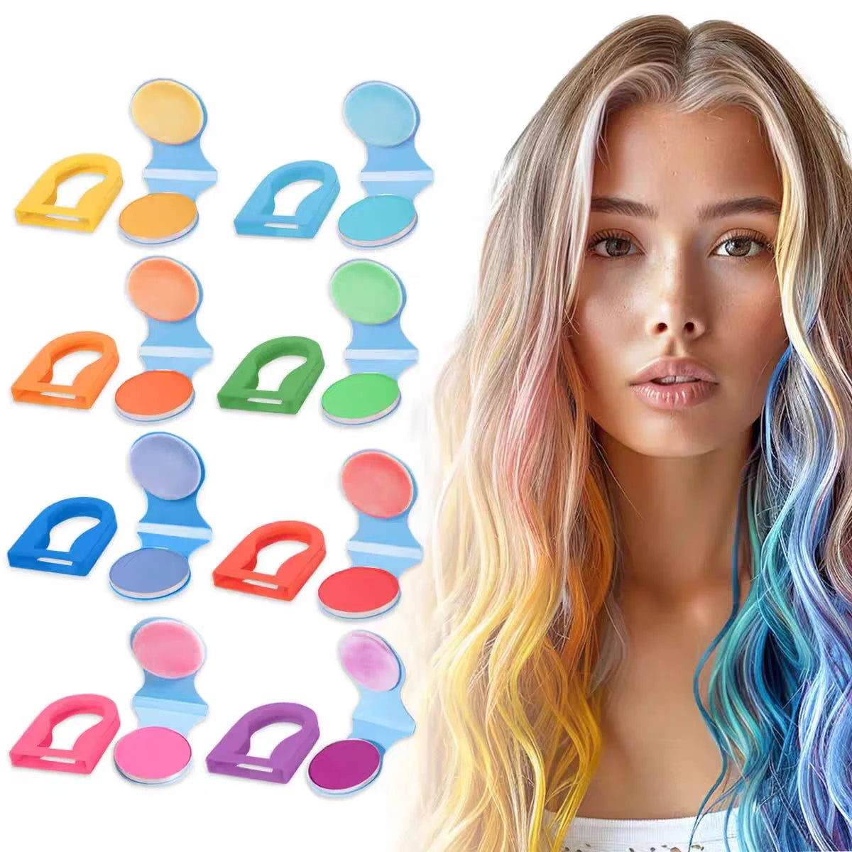 8-Color Washable Temporary Hair Chalk for Kids & Adults