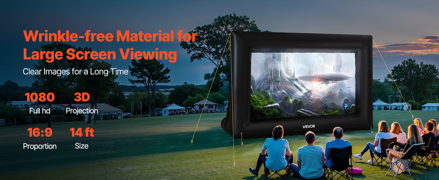 VEVOR Inflatable Projector Screen with Air Blower – 14–20 FT Outdoor Movie Screen
