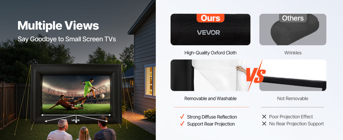 VEVOR Inflatable Projector Screen with Air Blower – 14–20 FT Outdoor Movie Screen