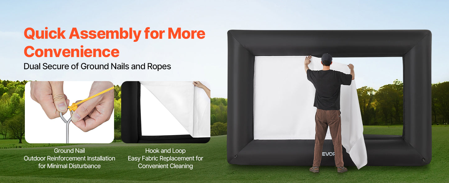 VEVOR Inflatable Projector Screen with Air Blower – 14–20 FT Outdoor Movie Screen