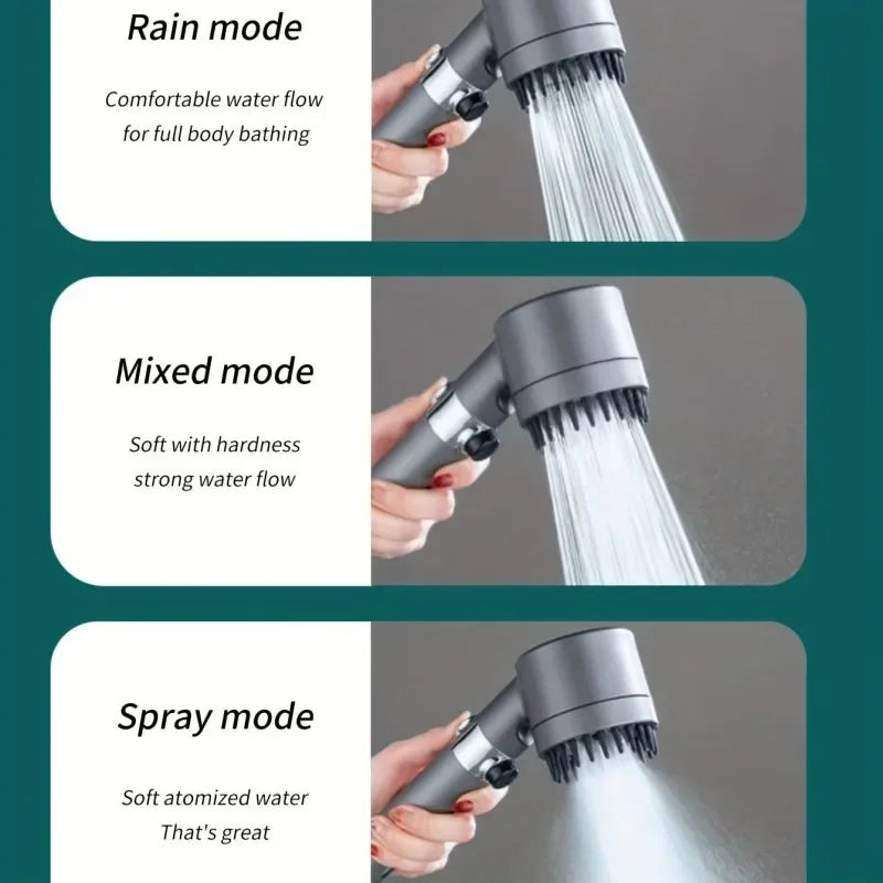 High-pressure 3-mode shower with filter and massage. Easy install.