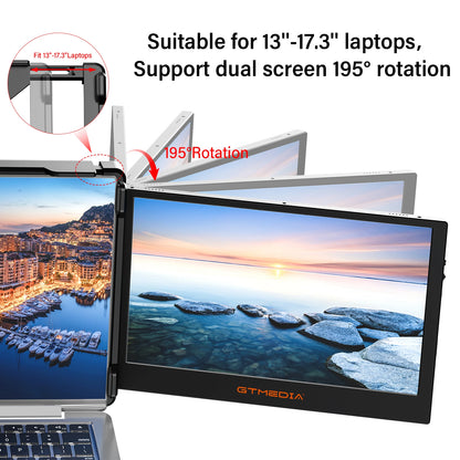 GTMEDIA 11.6'' FHD Portable Monitor – Dual/Triple Screen Extender for 13''–17.3'' Laptops