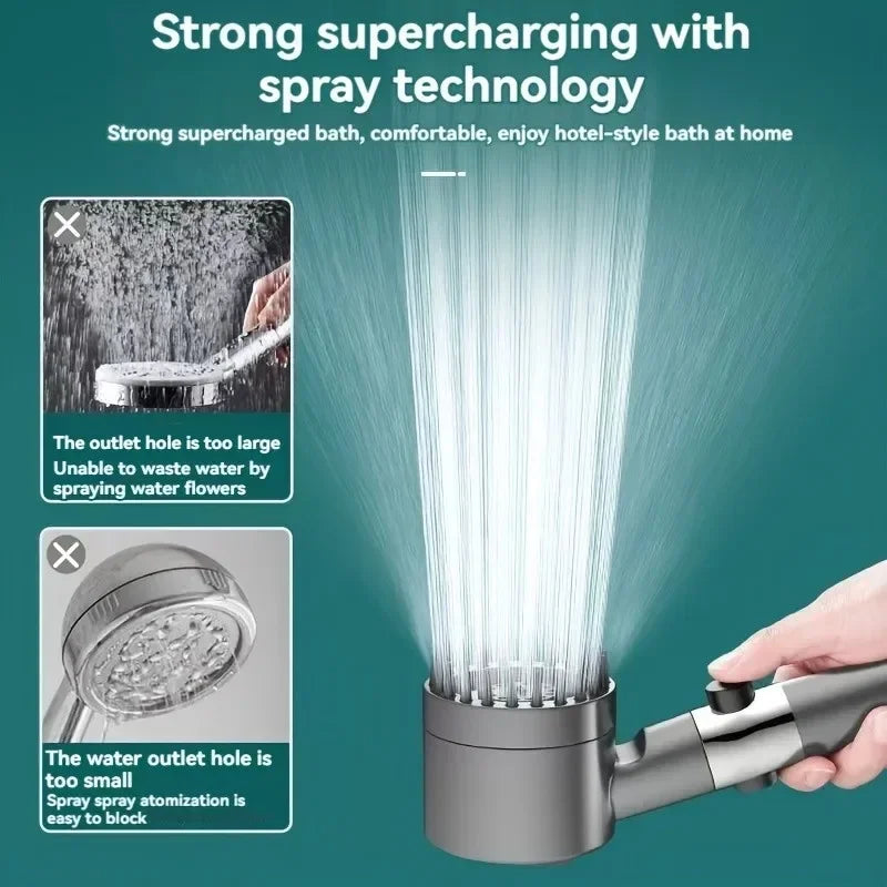 High-pressure 3-mode shower with filter and massage. Easy install.