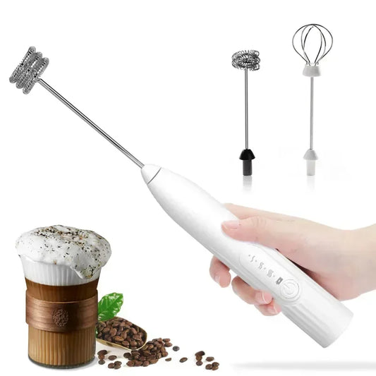 2-in-1 USB Rechargeable Egg Beater & Milk Frother – Double Heads, Kitchen Mixer