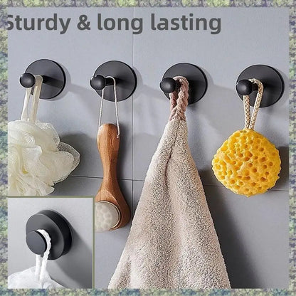 4PCS Suction Cup Towel Hooks – No Drill, Removable & Reusable