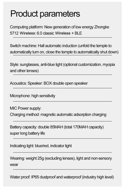 LIGE Smart Bluetooth Glasses – Touch Control, Built-in Mic & Voice Assistant, Translation