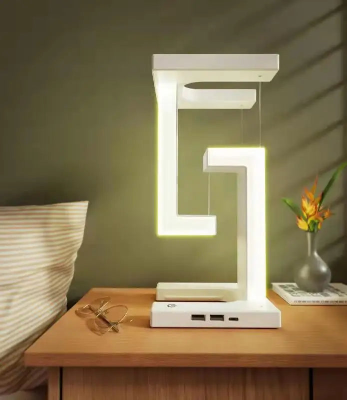 LED Floating Night Light with 10W Wireless Charger & Dimmable Desk Lamp