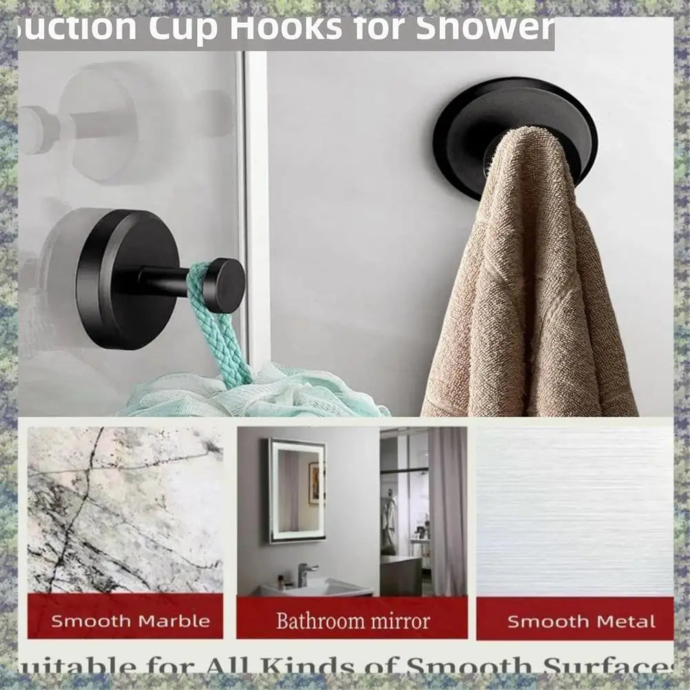 4PCS Suction Cup Towel Hooks – No Drill, Removable & Reusable