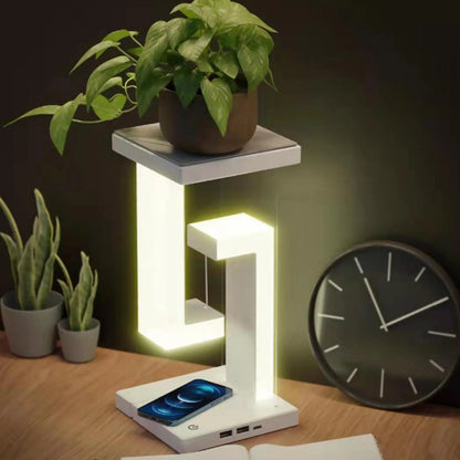 LED Floating Night Light with 10W Wireless Charger & Dimmable Desk Lamp