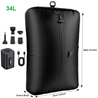 17L–34L Reusable Travel Vacuum Compression Bag with Air Pump