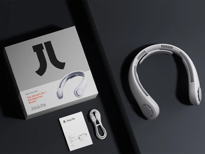 JISULIFE Upgraded Portable Neck Fan – 5000mAh, 5-Speed, Hands-Free Cooling