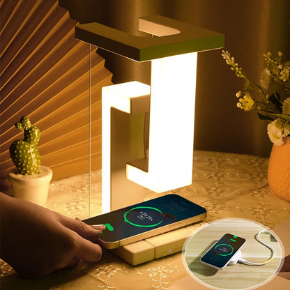 LED Floating Night Light with 10W Wireless Charger & Dimmable Desk Lamp