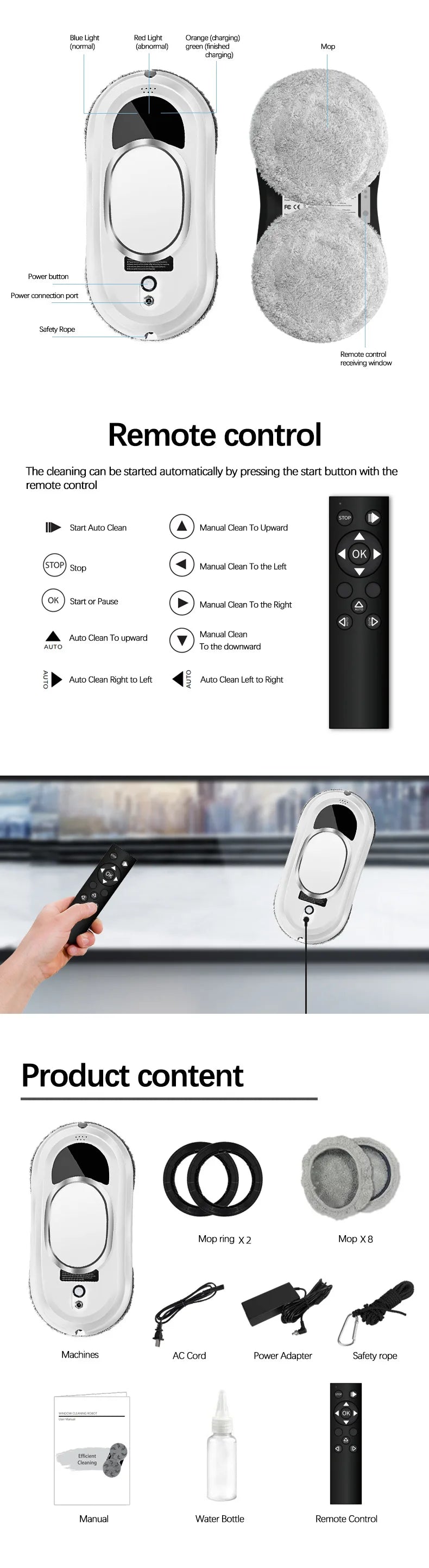 Smart Window Cleaning Robot with Remote Control