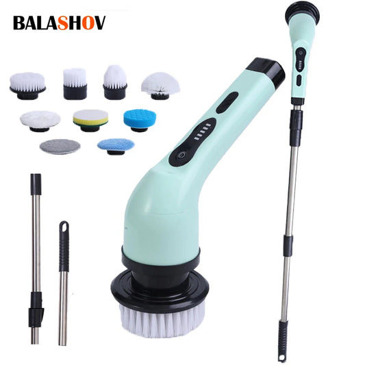 9-in-1 Electric Spin Cleaning Brush – Multi-Purpose Scrubber for Home Cleaning