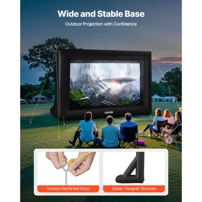 VEVOR Inflatable Projector Screen with Air Blower – 14–20 FT Outdoor Movie Screen