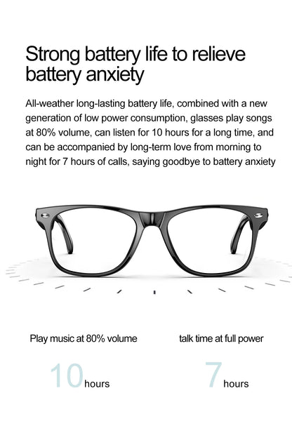 LIGE Smart Bluetooth Glasses – Touch Control, Built-in Mic & Voice Assistant, Translation