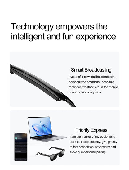 LIGE Smart Bluetooth Glasses – Touch Control, Built-in Mic & Voice Assistant, Translation