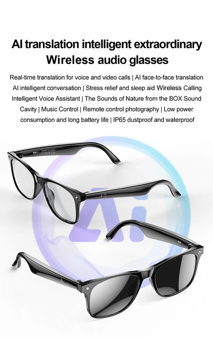 LIGE Smart Bluetooth Glasses – Touch Control, Built-in Mic & Voice Assistant, Translation