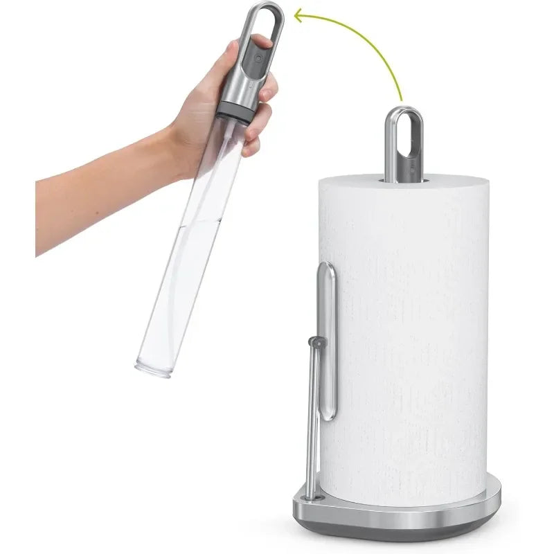 Upgraded version Standing Paper Towel Holder with Spray Pump, Brushed Stainless Steel