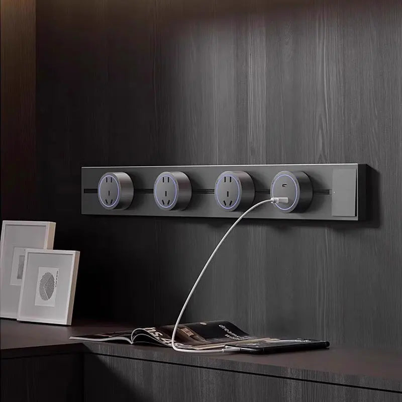 Movable Wall Power Rail, 8000W — EU/US/UK, USB-C, 40cm/50cm