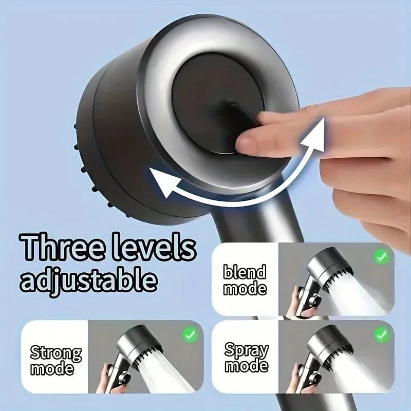 High-pressure 3-mode shower with filter and massage. Easy install.