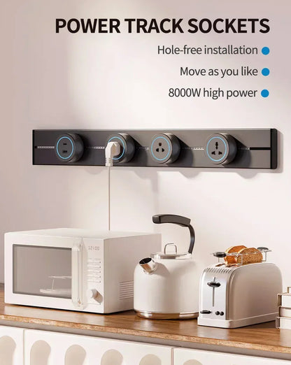 Movable Wall Power Rail, 8000W — EU/US/UK, USB-C, 40cm/50cm