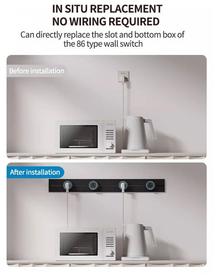 Movable Wall Power Rail, 8000W — EU/US/UK, USB-C, 40cm/50cm